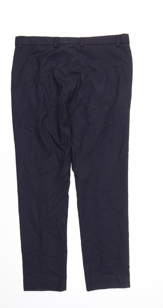 PREWORN Mens Blue Check Trousers Size 34 in L30 in