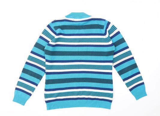 ISLE Womens Multicoloured Striped Pullover Hoodie Size S