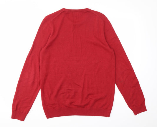 M&S Mens Red Pullover Sweatshirt Size S