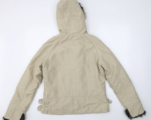 PREWORN Womens Beige Jacket Coat Size 14