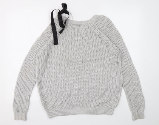 NEXT Womens Grey Houndstooth Pullover Jumper Size 8
