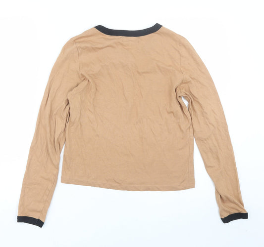 Brave Soul Womens Brown Basic T-Shirt Size XS