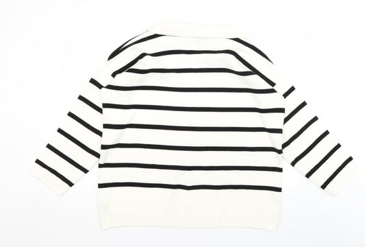New Look Mens Ivory Striped Pullover Jumper Size S