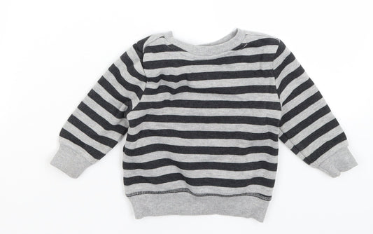 Primark Baby Grey Striped Pullover Jumper Size 9-12 Months - Merry Rex-mas