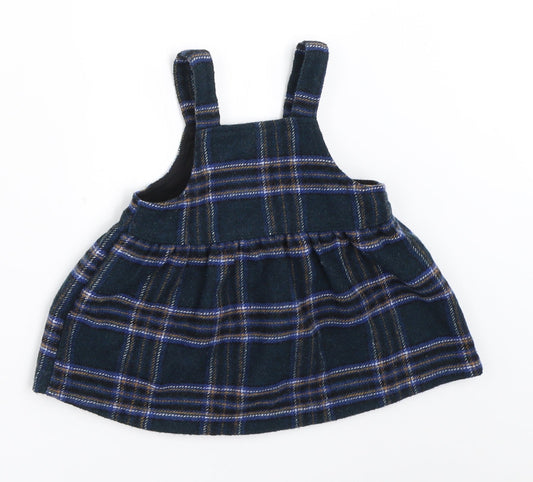 NEXT Girls Blue Check Pinafore/Dungaree Dress Size 3-6 Months