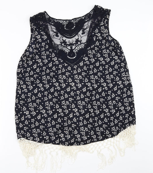 South Womens Blue Floral Cardigan Jumper Size S