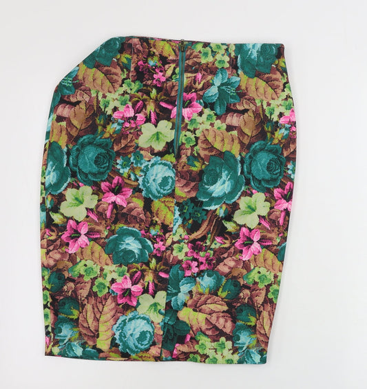 dan ling Womens Green Floral Bandage Skirt Size 32 in