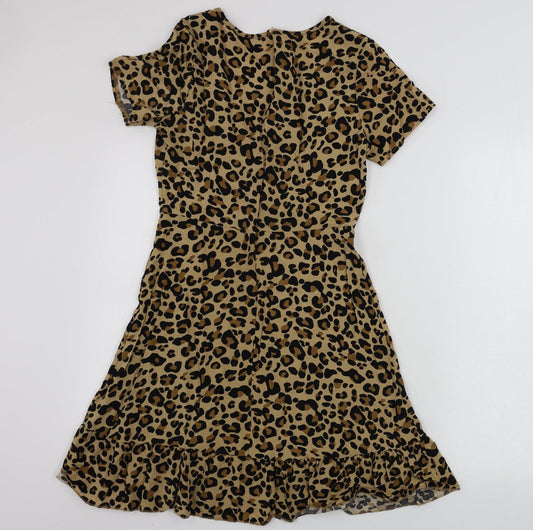 Preworn Womens Brown Animal Print Bodycon Size M