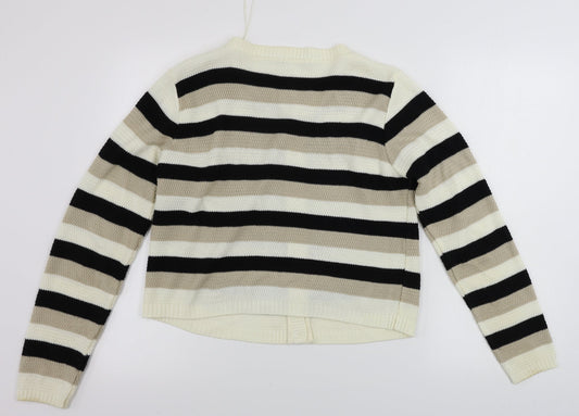 EVIE Womens Beige Striped Cardigan Jumper Size 12