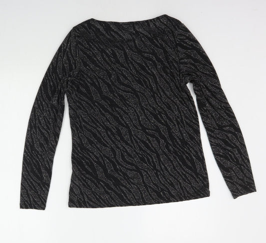 Dorothy Perkins Womens Black Geometric Basic T-Shirt Size 12