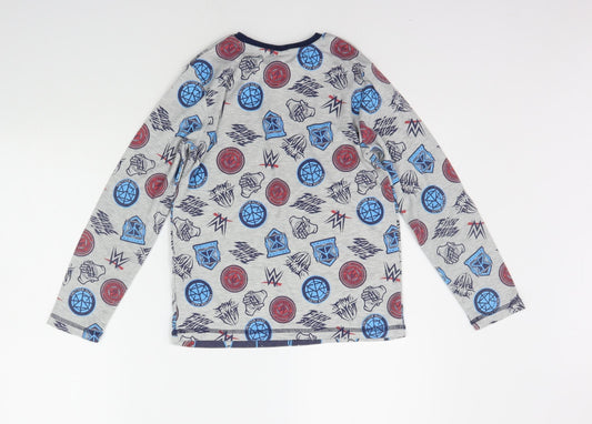 George Girls Grey Geometric Top Pyjama Top Size 10-11 Years - wwe