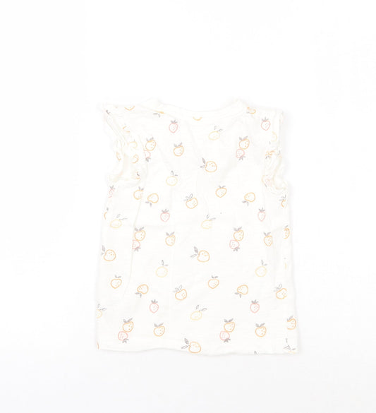 George Girls Ivory Geometric Basic T-Shirt Size 3-4 Years