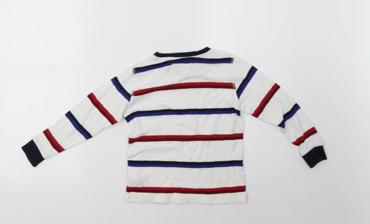 NEXT Boys White Striped Pullover Sweatshirt Size 5 Years