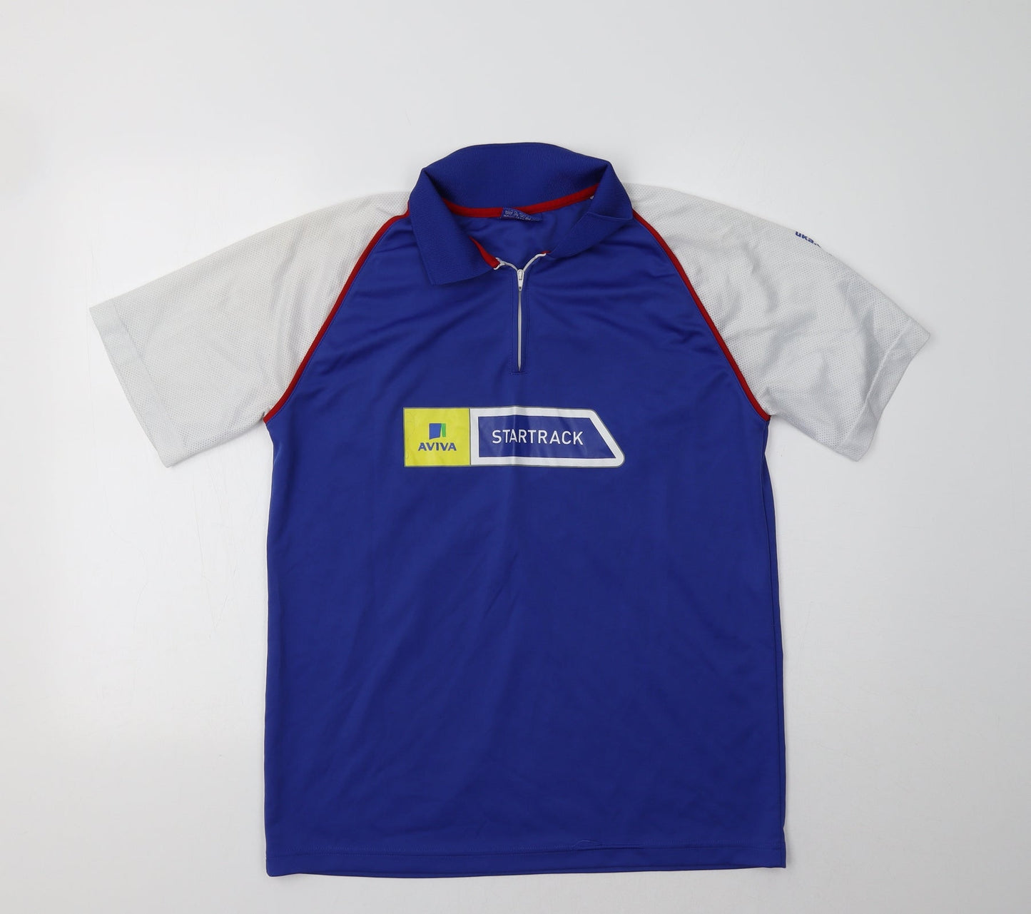 UKA Academy Mens Blue Colourblock  Basic Polo Size M