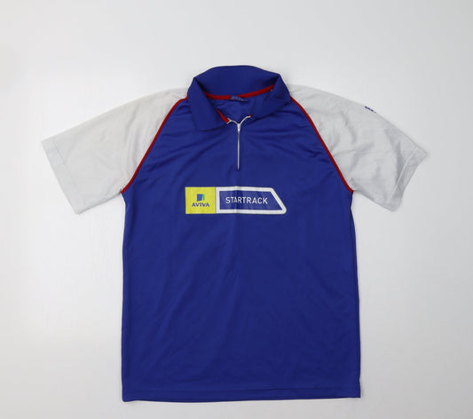 UKA Academy Mens Blue Colourblock  Basic Polo Size M