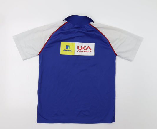 UKA Academy Mens Blue Colourblock  Basic Polo Size M