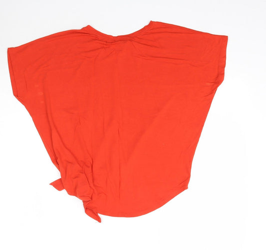New Look Womens Orange Basic T-Shirt Size 8 - Tie detail