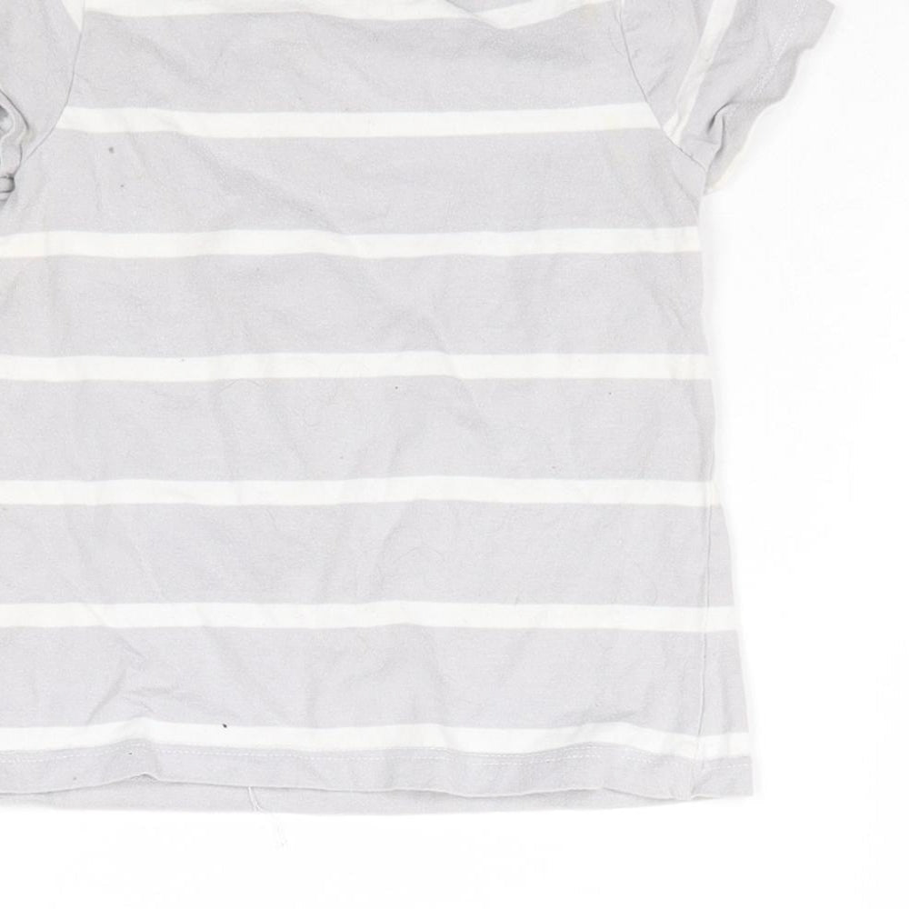 Disney Girls Grey Striped Basic T-Shirt Size 2-3 Years - Mickey Mouse