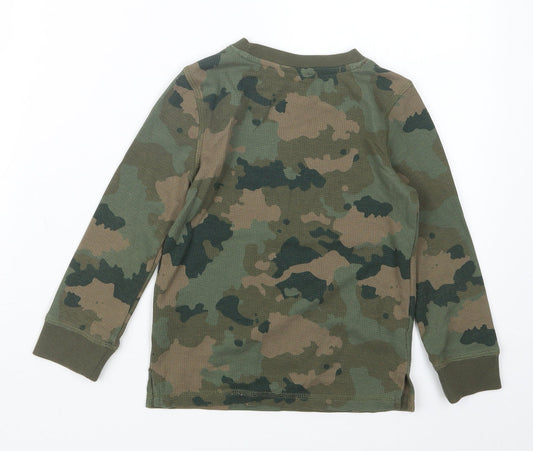 M&Co Boys Green Camouflage Pullover Jumper Size 5-6 Years