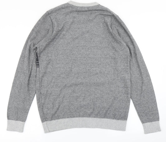 Colin Montgomerie Womens Grey Striped Knit Pullover Jumper Size S