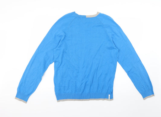 fu53 Mens Blue Pullover Jumper Size L