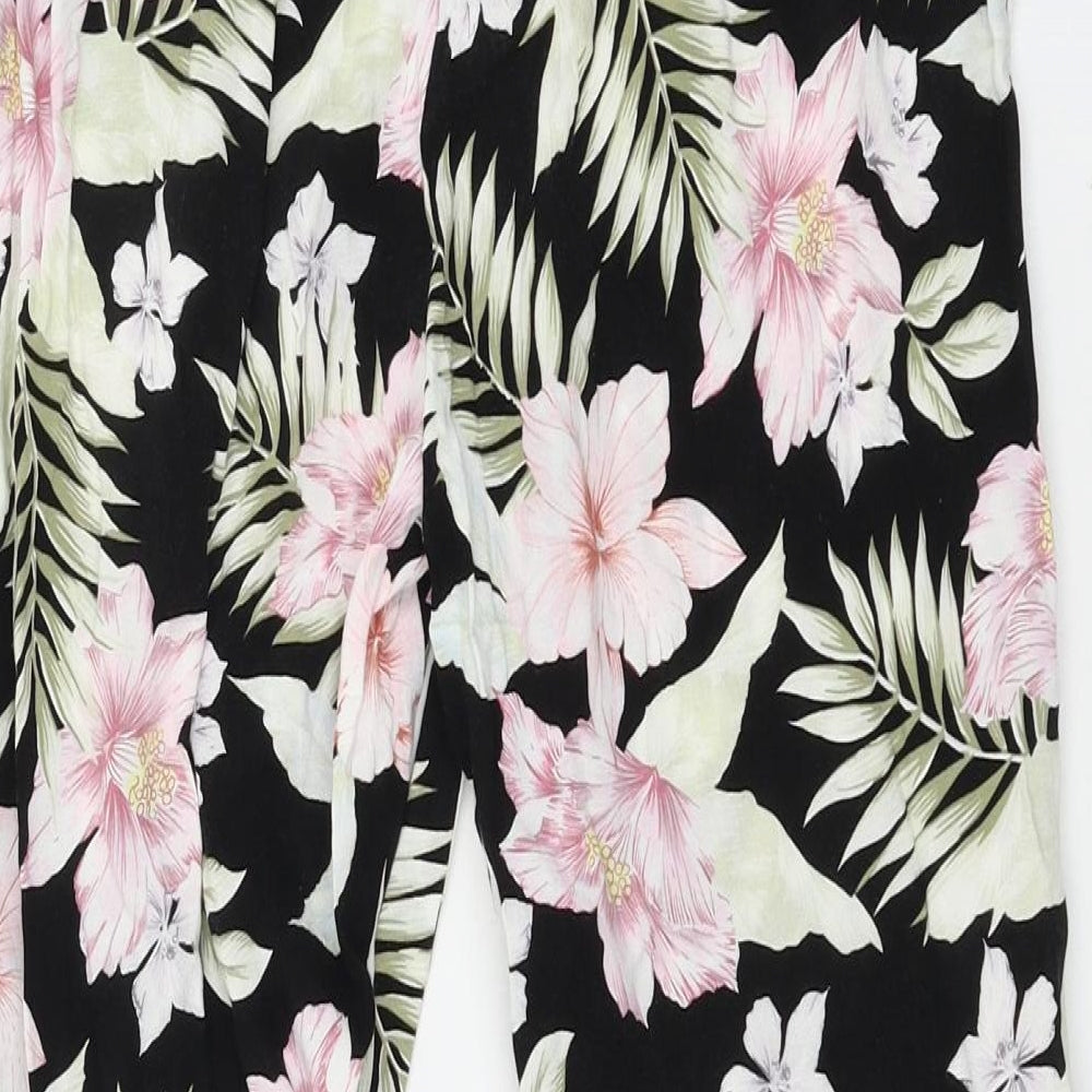 New Look Womens Black Floral Trousers Size 6 L20 in