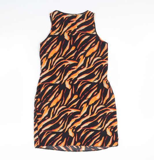 Julien Macdonald Womens Black Animal Print Shift Size 12
