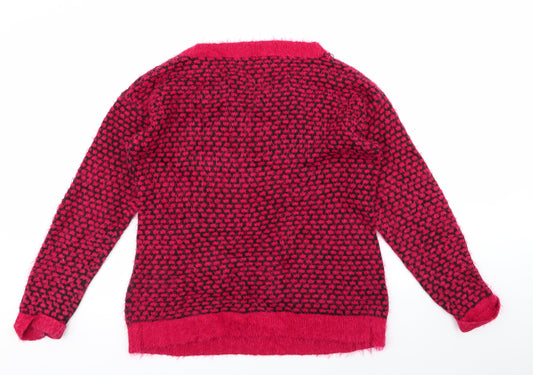 casamia Womens Red Geometric Pullover Jumper Size M
