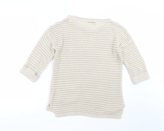 Wallis Womens Beige Knit Pullover Jumper Size S - open knit