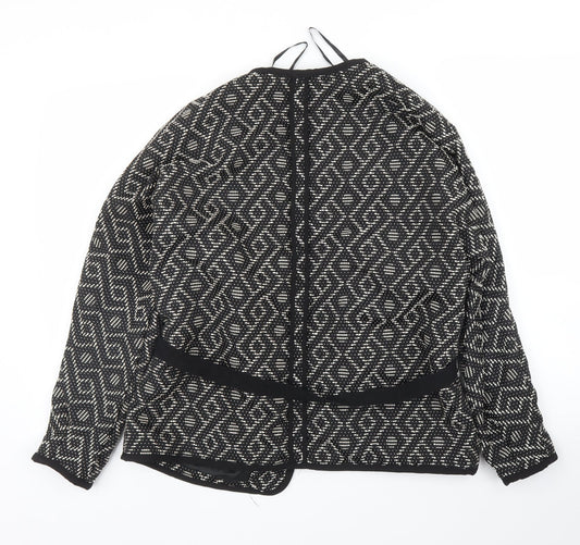 H&M Womens Black Geometric Jacket Blazer Size S