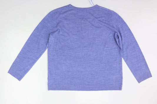 Classic Womens Blue Houndstooth Pullover Jumper Size 18