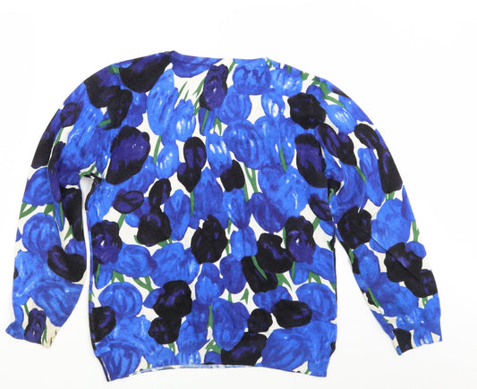 Preworn Womens Blue Floral Pullover Jumper One Size
