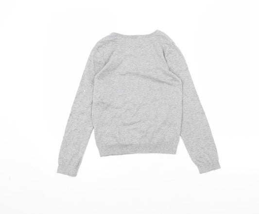 H&M Girls Grey Pullover Jumper Size 7-8 Years