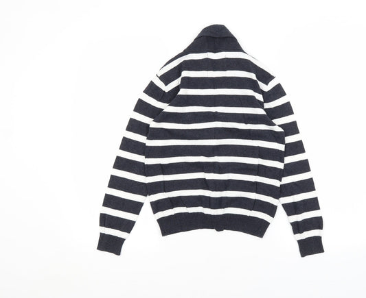 Rebel Girls White Striped Cardigan Jumper Size 8-9 Years