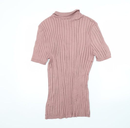 River Island Womens Pink Basic Polo Size L