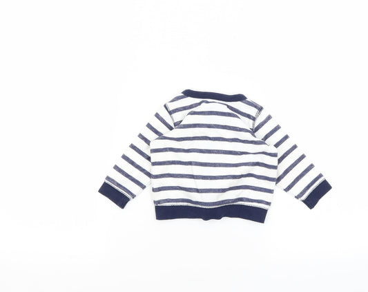 Matalan Baby White Striped Full Zip Jumper Size 3-6 Months