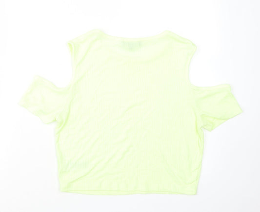 New Look Womens Green Cropped T-Shirt Size 14