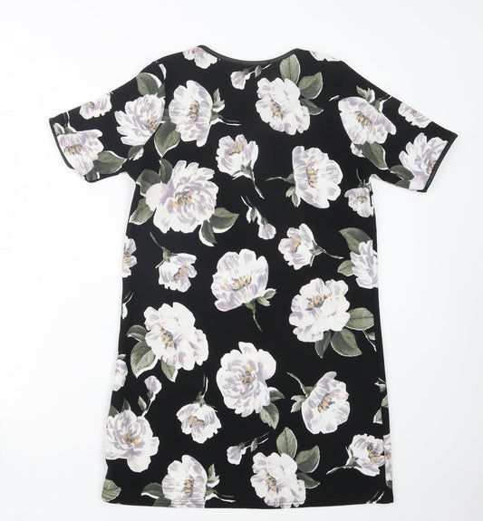 Quiz Womens Black Floral Shirt Dress Size 10