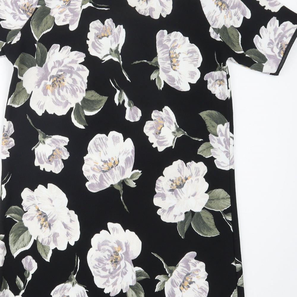 Quiz Womens Black Floral Shirt Dress Size 10
