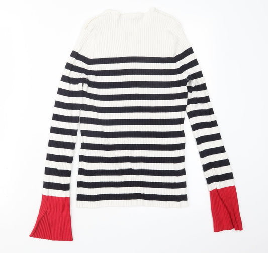 HEART AND SOUL Womens Blue Striped Pullover Jumper Size 12