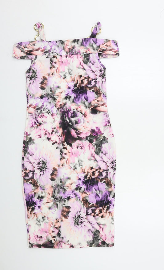 Definition Womens Pink Floral Bodycon Size 8