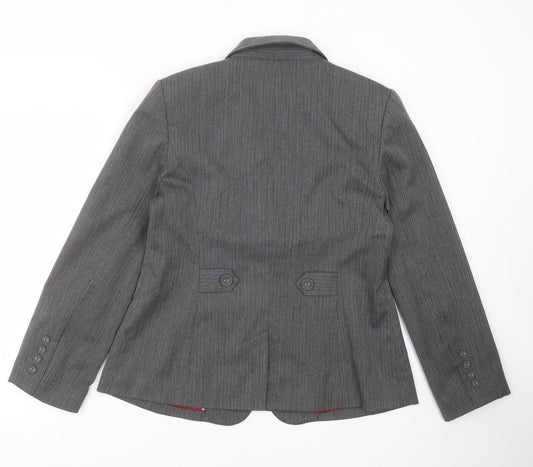 MARK ONE Womens Grey Herringbone Jacket Suit Jacket Size 16