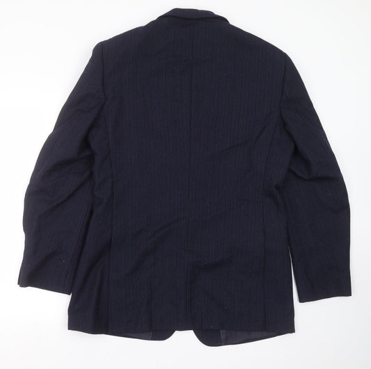 wilf curry Mens Blue Striped Jacket Suit Jacket Size 42