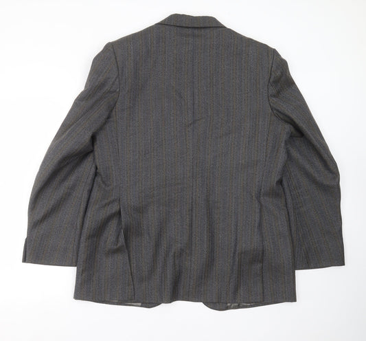 Preworn Mens Grey Striped Jacket Suit Jacket Size 42