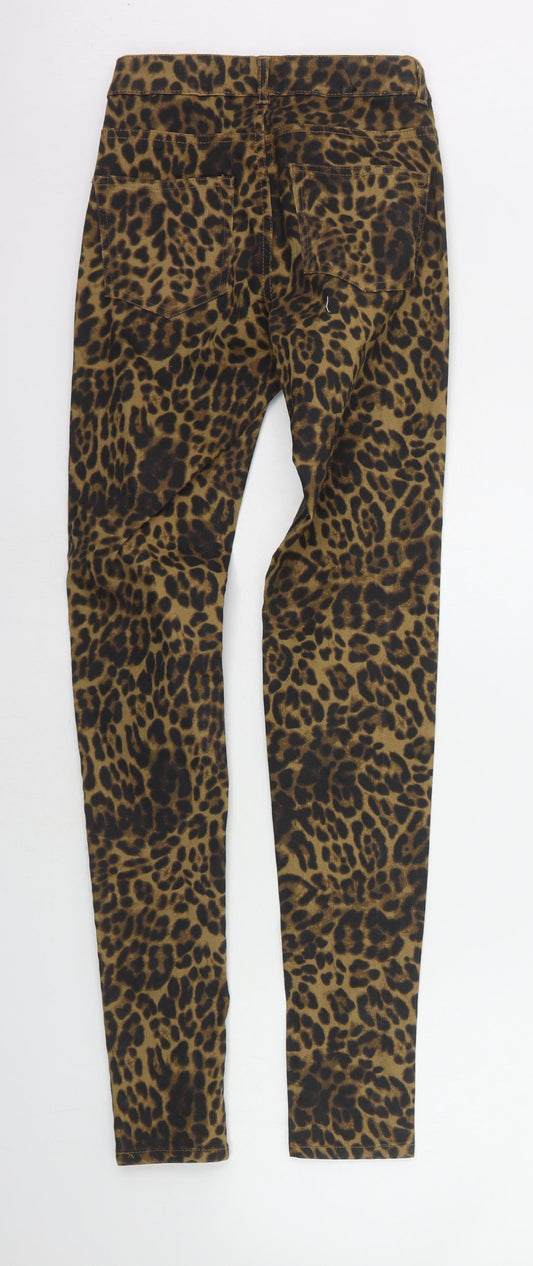 H&M Womens Orange Animal Print Trousers Size 6 L30 in