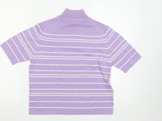 Marks and Spencer Womens Purple Striped Pullover Jumper Size 14