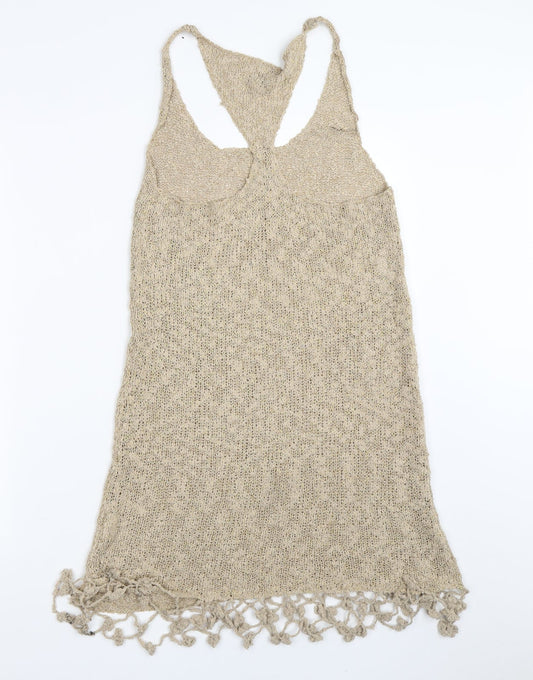 Indian Blue Womens Beige Basic Tank One Size