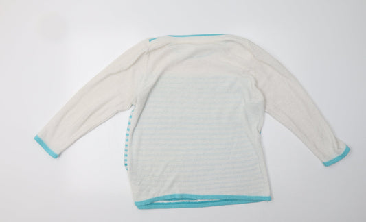 Preworn Womens White Striped Pullover Sweatshirt Size M