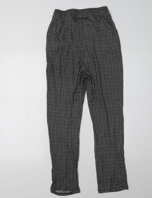 H&M Womens Black Geometric Trousers Size XS L30 in