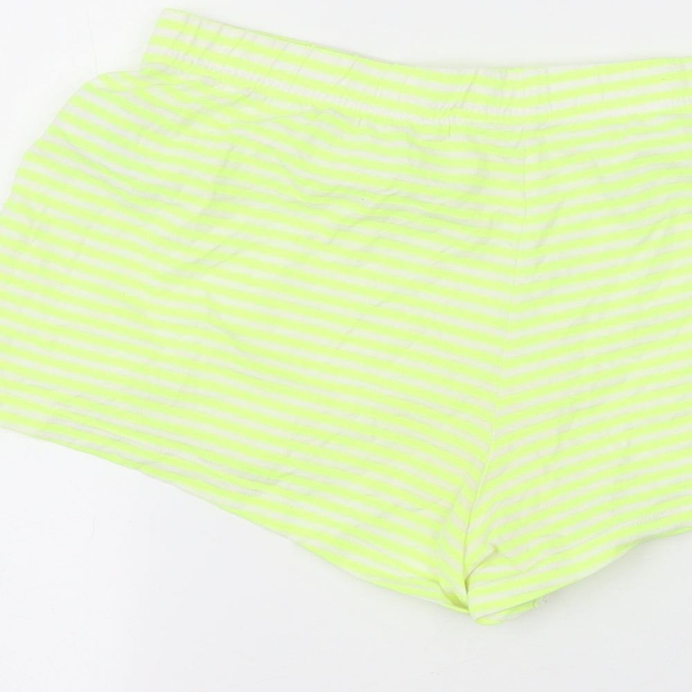 F&F Womens Yellow Striped Hot Pants Shorts Size 8